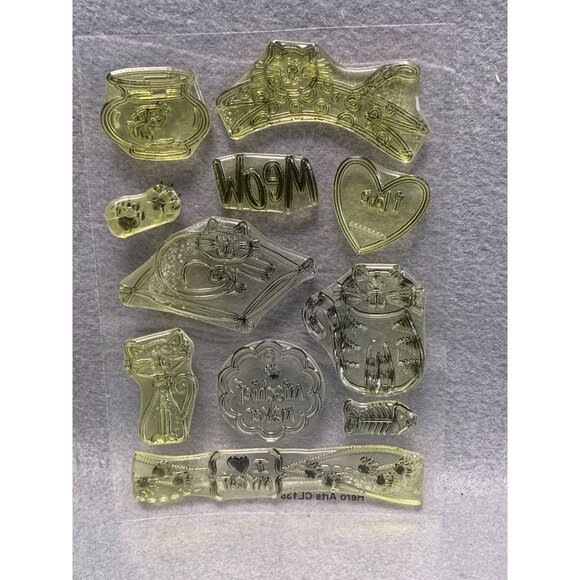 Hero Arts CL135 Cat-Themed Clear Stamps - Mischief Maker Meow Fishbowl & Paw Pri - Picture 2 of 5